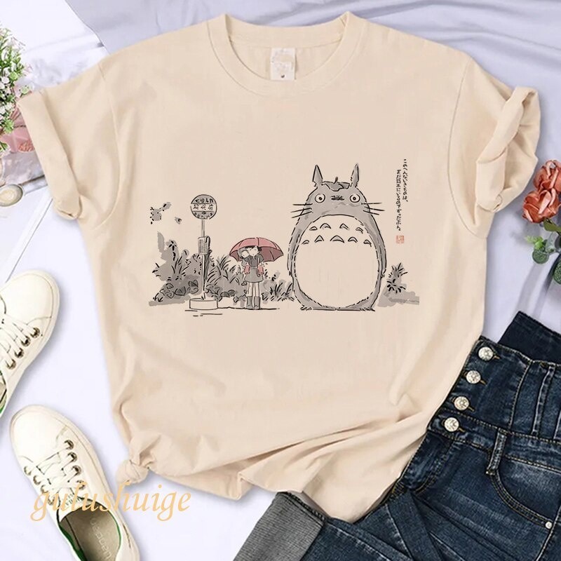 เสื้อยืดลาย Totoro S-5XL เสื้อยืดสไตล์ย้อนยุคสุดน่ารักยุค 90