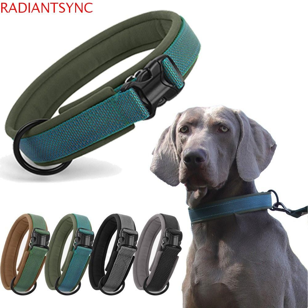 RADIANTSYNC ปลอกคอสัตว์เลี้ยงสําหรับสุนัขขนาดกลางขนาดใหญ่, Heavy Duty Elastic Webbing ปลอกคอสุนัขสะท้อนแสง, Quick Release Buckle ทนต่อการสึกหรอปรับสุนัขความปลอดภัยหัวเข็มขัดโซ่กลางแจ้ง