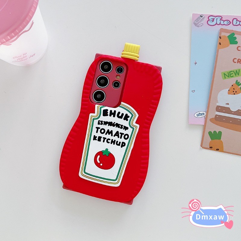 3D ซอสมะเขือเทศปลอกสําหรับ iQOO Z9 Z9X Z8 Z8X Z7 Z7X Z6 Lite Z5 Z5X Z3 Z1 Z1X 5G 4G เคสโทรศัพท์ตลกสี