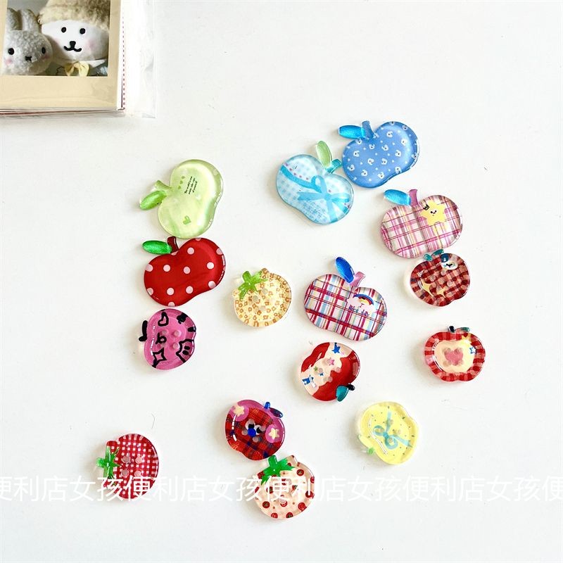 Creative Button Tomato Cute Style Clear Printing m พร้อม diy 064