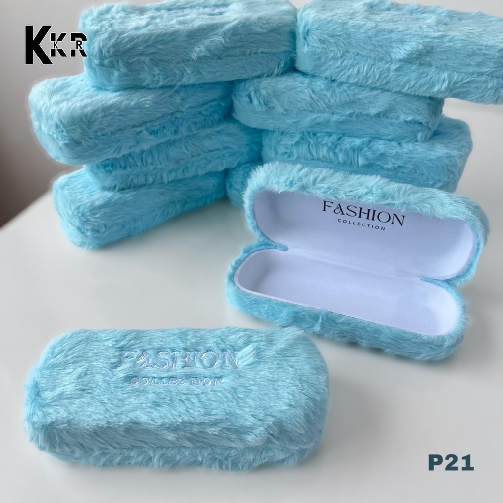 Glasses box กล่องแว่นตาขนปุยนุ่ม P21 สำหรับจัดเจ็บอุปกรณ์แว่นตา ป้องกันฝุ่นละออง น่ารักนุ่มนิ่ม มีบร