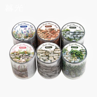 Journamm 50 มม.* 2 เมตร PET ดอกไม้เทปผนังตกแต่ง Junk Journal DIY Scrapbooking อุปกรณ์ Junk Journal Collage เทป