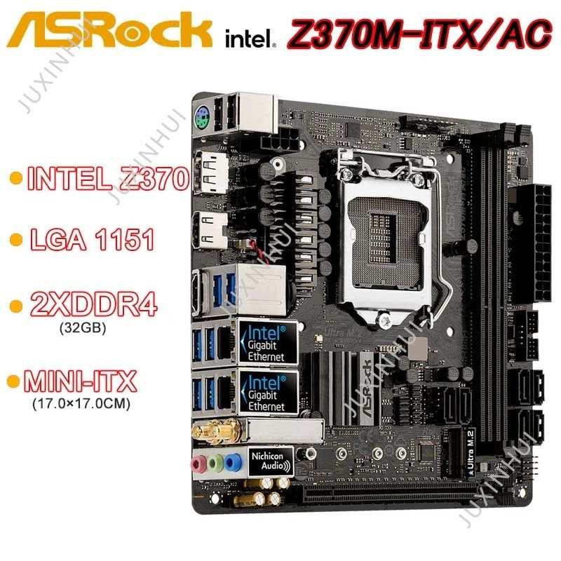 เมนบอร์ดมือสองAsrock Z370M-ITX/ac Z370 Gaming-ITX/ac Z370M ITX/ac Intel Z370 LGA 1151 เมนบอร์ดสําหรั