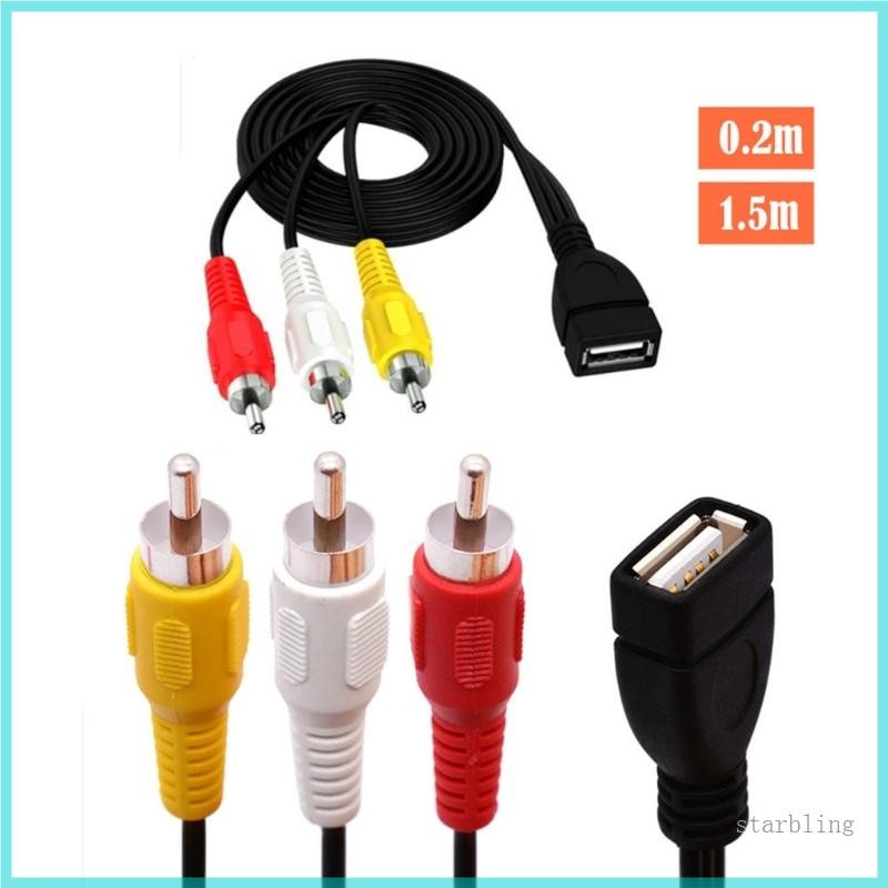 Star USB to 3RCA Cable USB A Female to 3RCA Male Video Composite Adapter