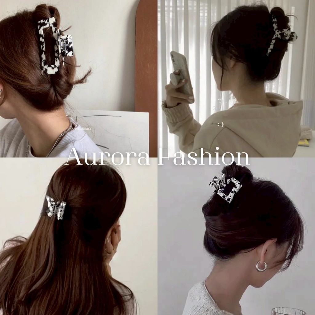 Aurora🛒พร้อมส่ง🚚 (รูปถ่ายจากงานจริง) กิ๊ฟหนีบผม ลายมัดย้อมดำขาว มินิมอลสไตล์มีหลายแบบ