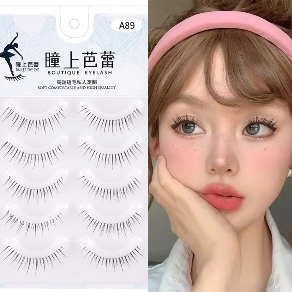 5 คู่ Superfine Lower Eyelashes ก้านโปร่งใส Wispy Manga Eye Natural Lash Extension