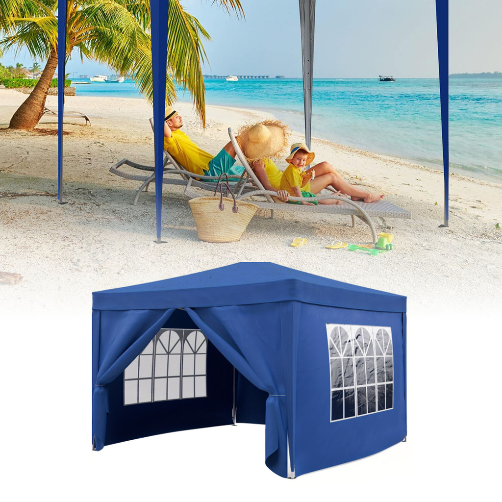 10 X 10ft Pop Up Canopy เต็นท์พับได้กันน้ําปรับความสูงแบบพกพา Commercial Canopy เต็นท์ Shelter 4 Sid