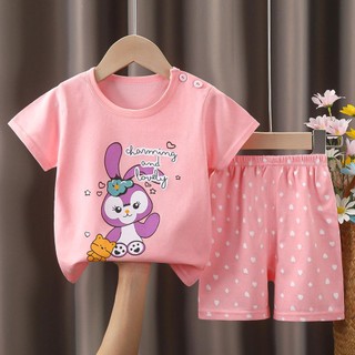 ชุดเด็กฤดูร้อน ชุดเซ็ตเสื้อ+กางเกง สั้นชุดเด็กลายการ์ตูนน่ารัก ผ้านิ่ม ใส่สบาย  เหมาะสำหรับเด็กอายุ 6เดือน - 6ปี "DA-C"