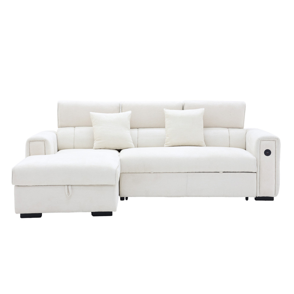 SB Design Square โซฟาเข้ามุมซ้าย รุ่น CARNELL สีขาวครีม (256x168x81 ซม.)  แบรนด์ SB DESIGN SQUARE