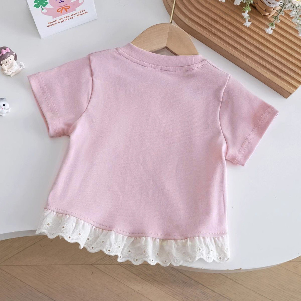 [ซี่] 80-150 พร้อมสต็อกเด็กผ้าฝ้ายแท้แขนสั้นเสื้อยืดลูกไม้ด้านบนทารกแฟชั่นสบายๆสั้นเสื้อยืด จุดต่ําสุด เสื้อทุกการแข่งขันด้านบนแฟชั่นเ - รูปที่ 2