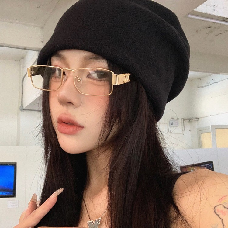 แว่นตากลมขอบทอง กรอบทรงเหลี่ยมสำหรับผู้หญิงและผู้ชาย ลดสายตาสั้น สไตล์ย้อนยุค