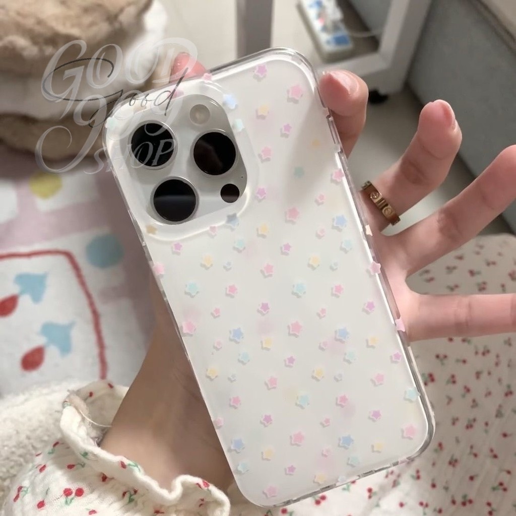 🎈GOOD🎈แฟชั่น ดาวสีโดพามีน ปกพลาสติกใส เคสไอโฟน 13 17 16 XR 15 11 7Plus 12 14 Pro Max 16 14 15 7 8 6s Plus XS Max X SE