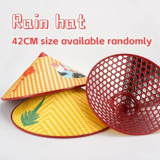 ร้านอยู่ที่ไทย ขนาด42CM หมวกไม้ไผ่สานพลาสติก กันแดด กันฝน หมวกเวียดนามปีกกว้าง ทรงกรวย สำหรับทำสวน