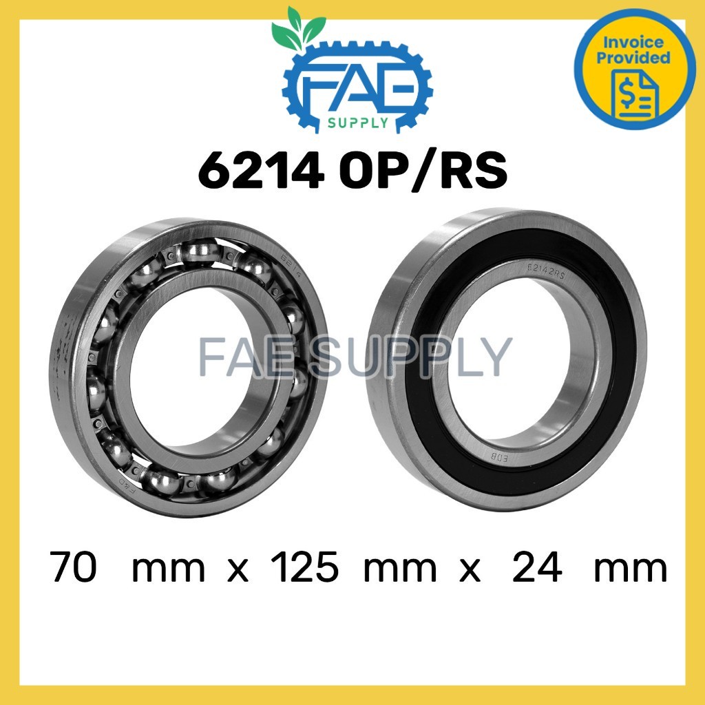 6214ZZ 6214RS 6214 Ball Bearing Deep Groove 70*125*24 mm