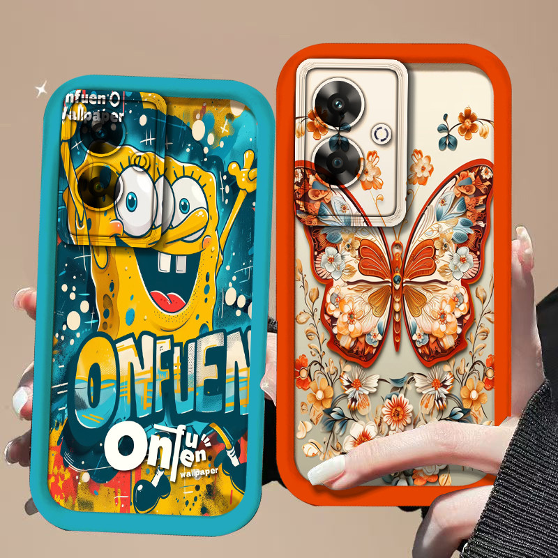 เคส Realme NOTE 60 NOTE 60X ตุ๊กตาการ์ตูน ใบไม้การ์ตูน ลายผีเสื้อ เคสโทรศัพท์ 3D E6S