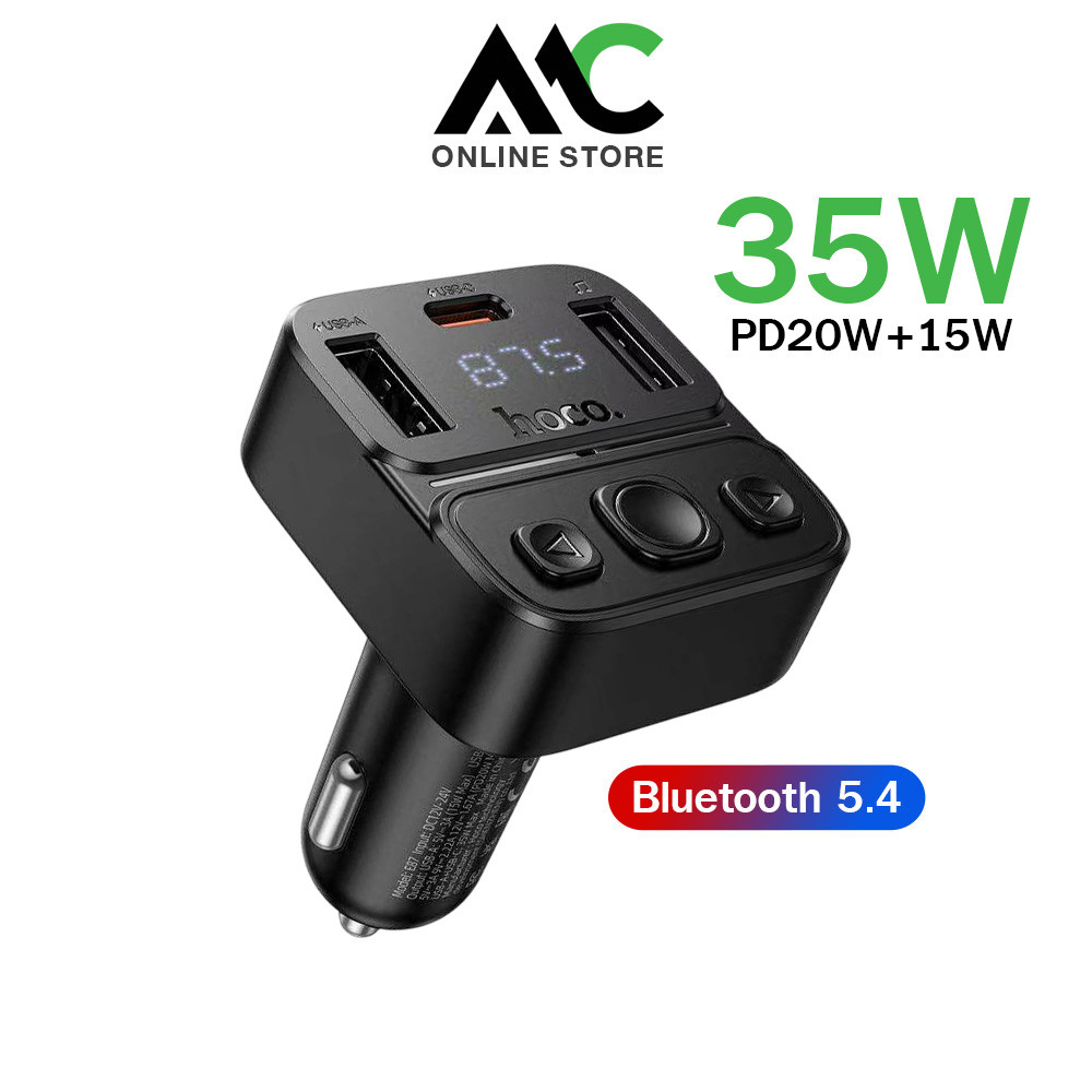 Hoco E87 อุปกรณ์รับสัญญาณบลูทูธ + ที่ชาร์จในรถยนต์ 35W Car Charger Bluetooth FM Transmitter