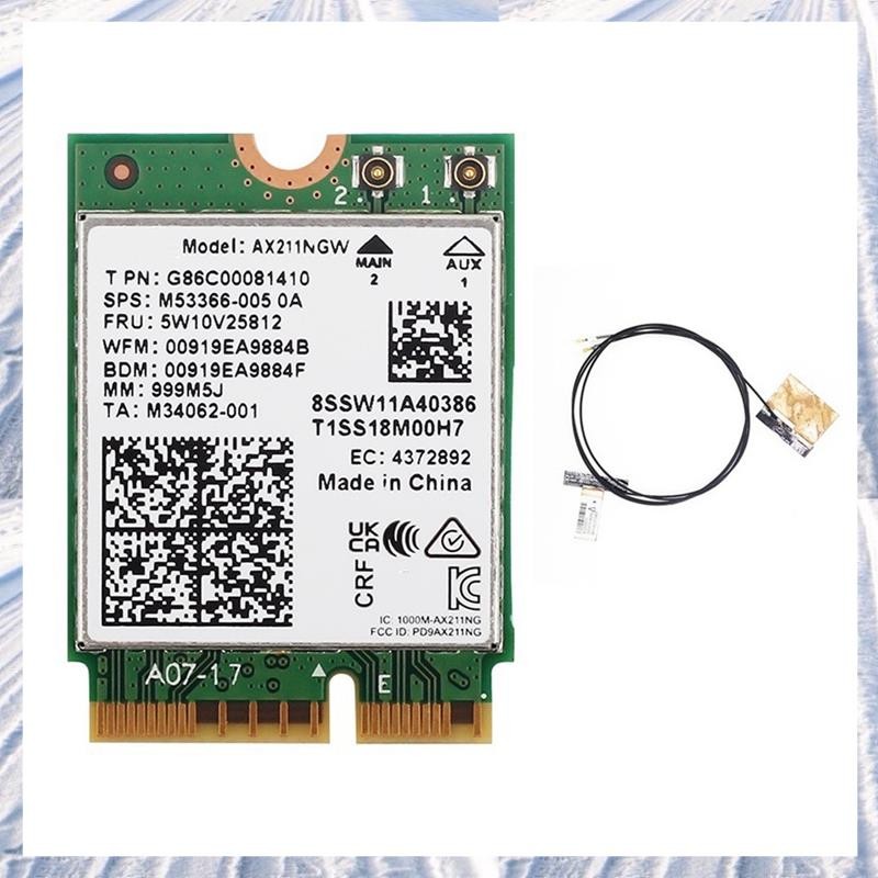 Wifi 6E AX211NGW Tri Band 2.4G/5G/6Ghz เครือข่ายไร้สาย Wifi การ์ดสําหรับบลูทูธ 5.2 AX211 M.2 CNVio W