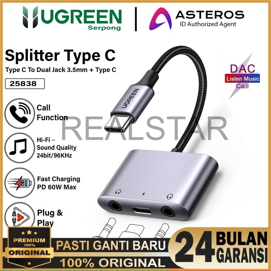 Ugreen Usb C to Aux 3.5 มม. เสียง - ตัวแปลง Ugreen 80154 30633 Type C to Audio Jack Dac / Non DAC