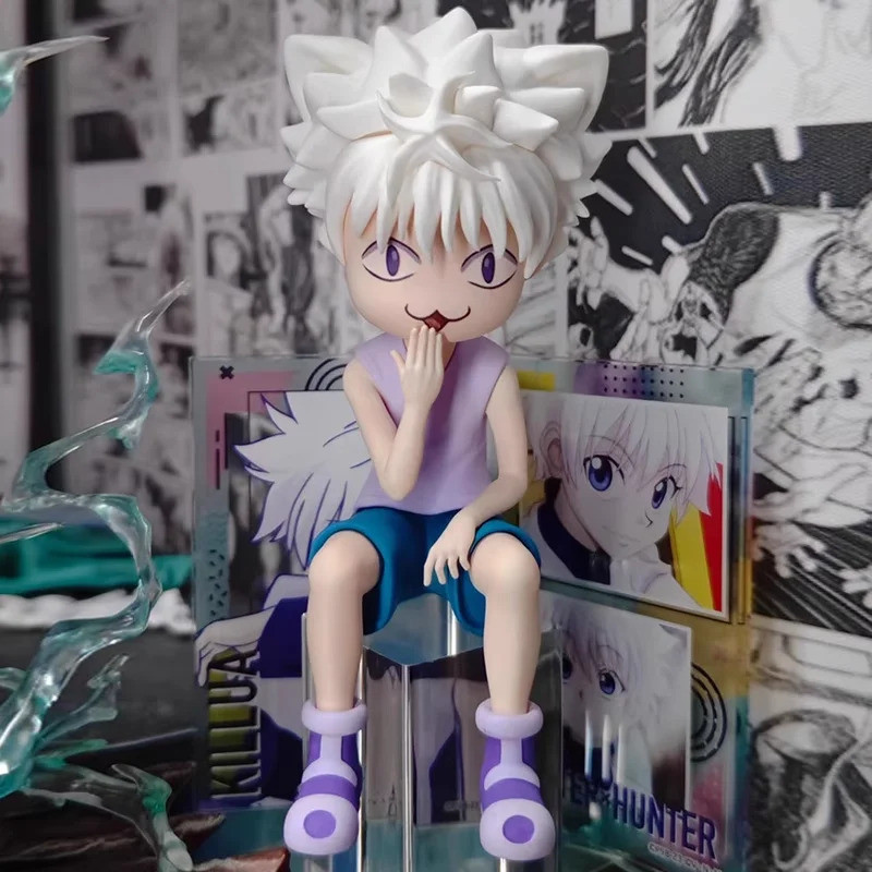 Anime Hunter Hunter Figure Killua Zoldyck Cute Baby Face Sitting Pvc Model Statue Doll Collection De