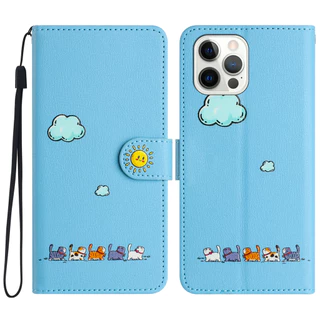 เคส Case for iPhone 15 14 11 Pro Max 13 12 mini 6 6s 7 8 Plus SE 2020 2022 SE2 SE3 X XR XS เคสโทรศัพท์หนังฝาพับพร้อมช่องใส่บัตรสําหรับ Cartoon Cats Wallet PU Leather Cover With Card Slots Soft TPU Shell Hand Strap ซองมือถือ KTM