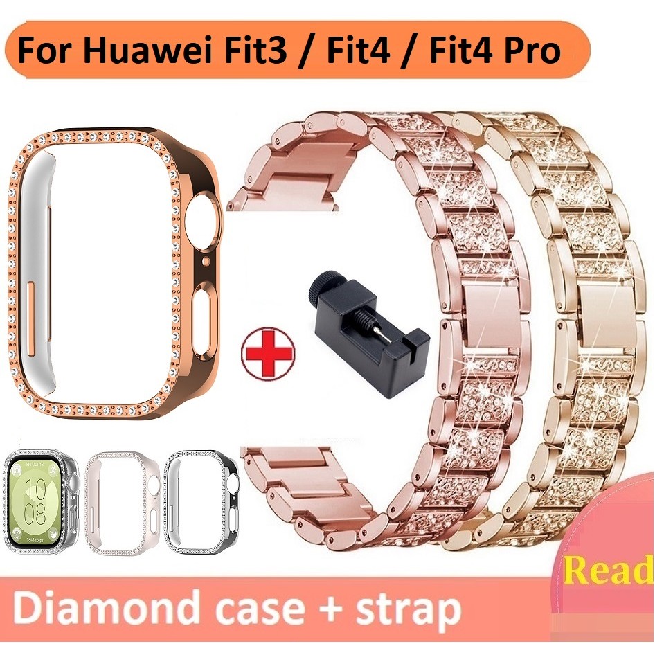 Bling Diamond เคส สาย Huawei Watch Fit 3 Strap Samrt Watch Huawei watch Fit 4 สาย huawei watch fit 3