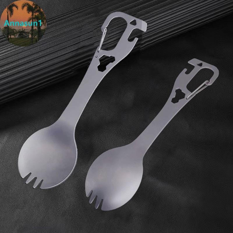 Annasun 5 In 1 Utility Spork แบบพกพาสแตนเลสช้อนส้อมช้อนส้อมมัลติฟังก์ชั่ที่เปิดขวดเครื่องมือ Camping กินบนโต๊ะอาหาร TH
