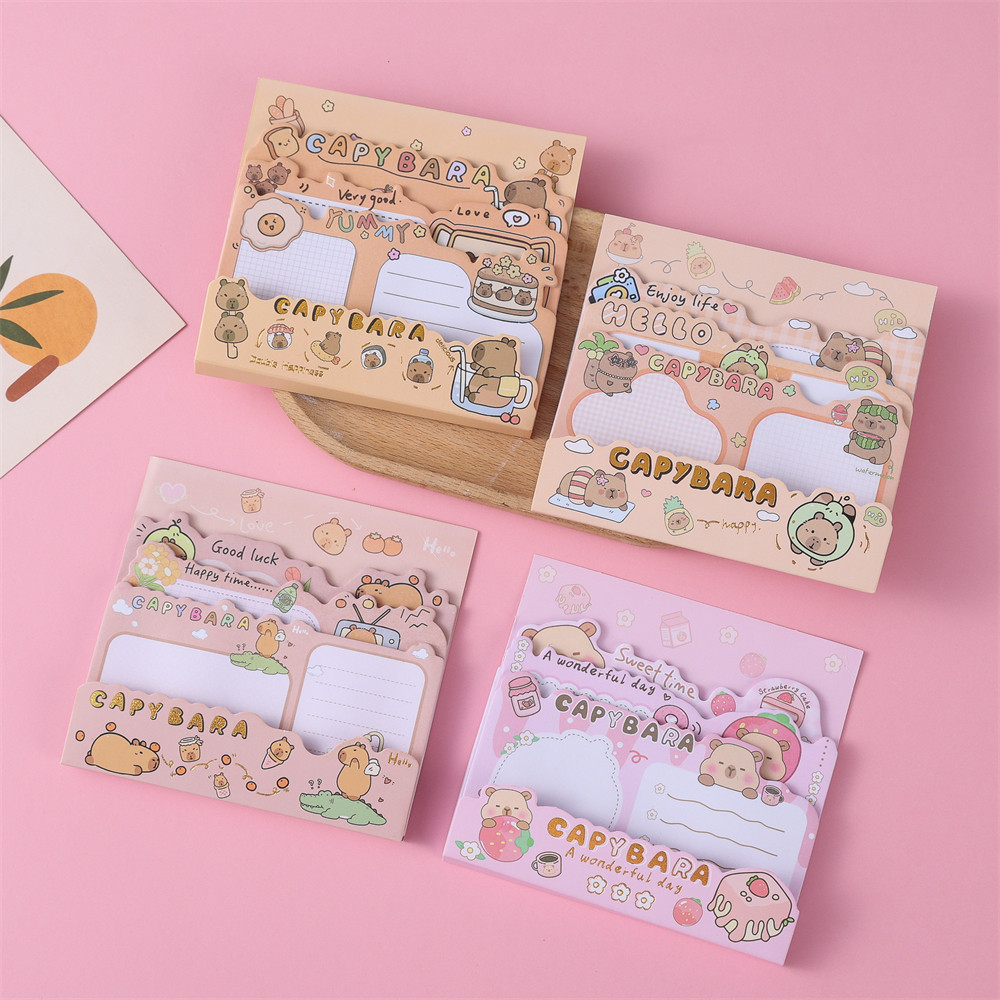 Kawaii Sticky Notes 60 แผ่นสติกเกอร์ข้อความมีกาวในตัวแผ่นบันทึกอุปกรณ์สํานักงานโรงเรียน