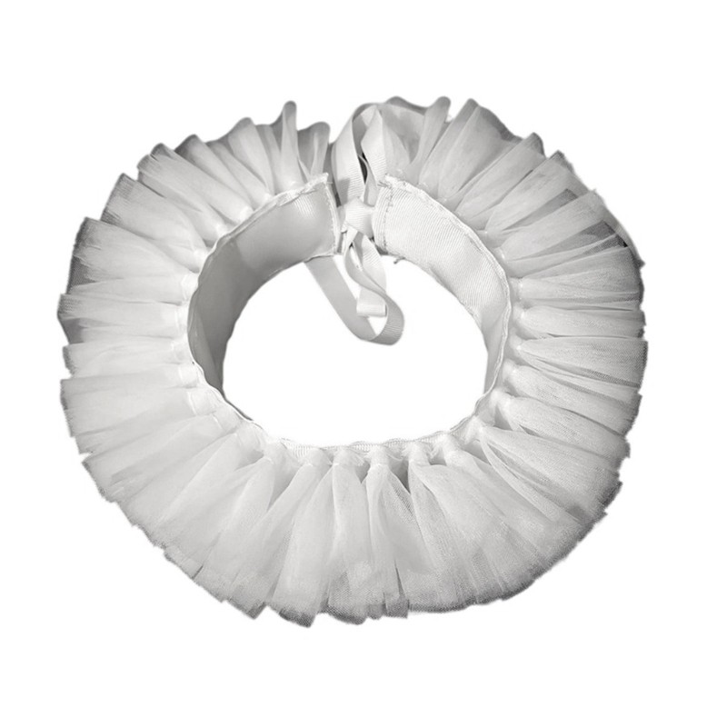 SPT*  Ruffled Clown คอ Ruff ปรับริบบิ้น Tulle Faux Collar สําหรับเสื้อแจ็คเก็ต