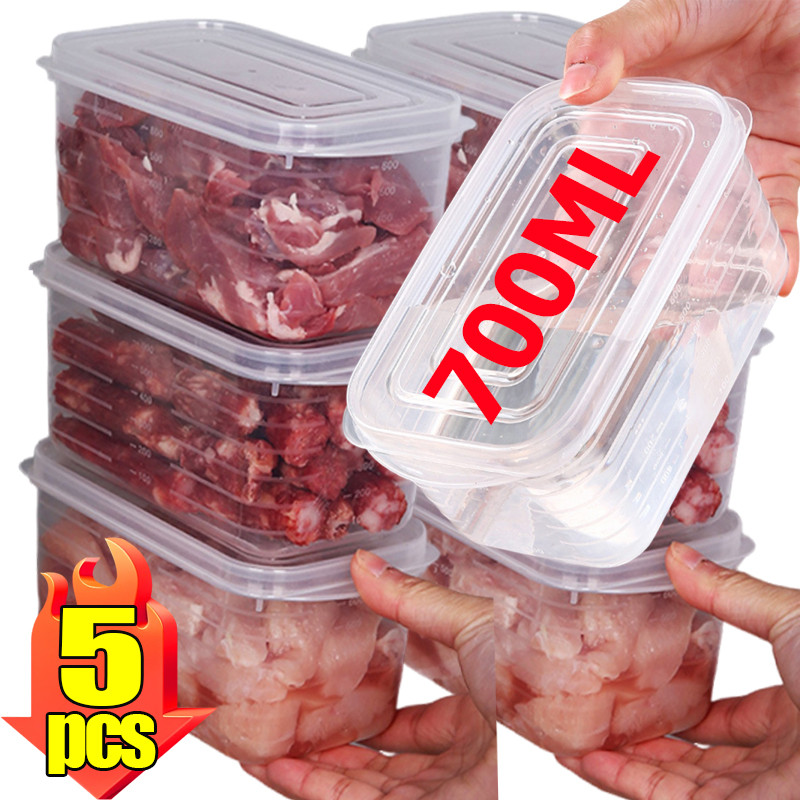 กล่องถนอมอาหารเนื้อแช่แข็งตู้เย็นขนาด 700 มล. -ภาชนะเก็บผักในครัวพร้อมฝาปิด 1/3/5 ชิ้น