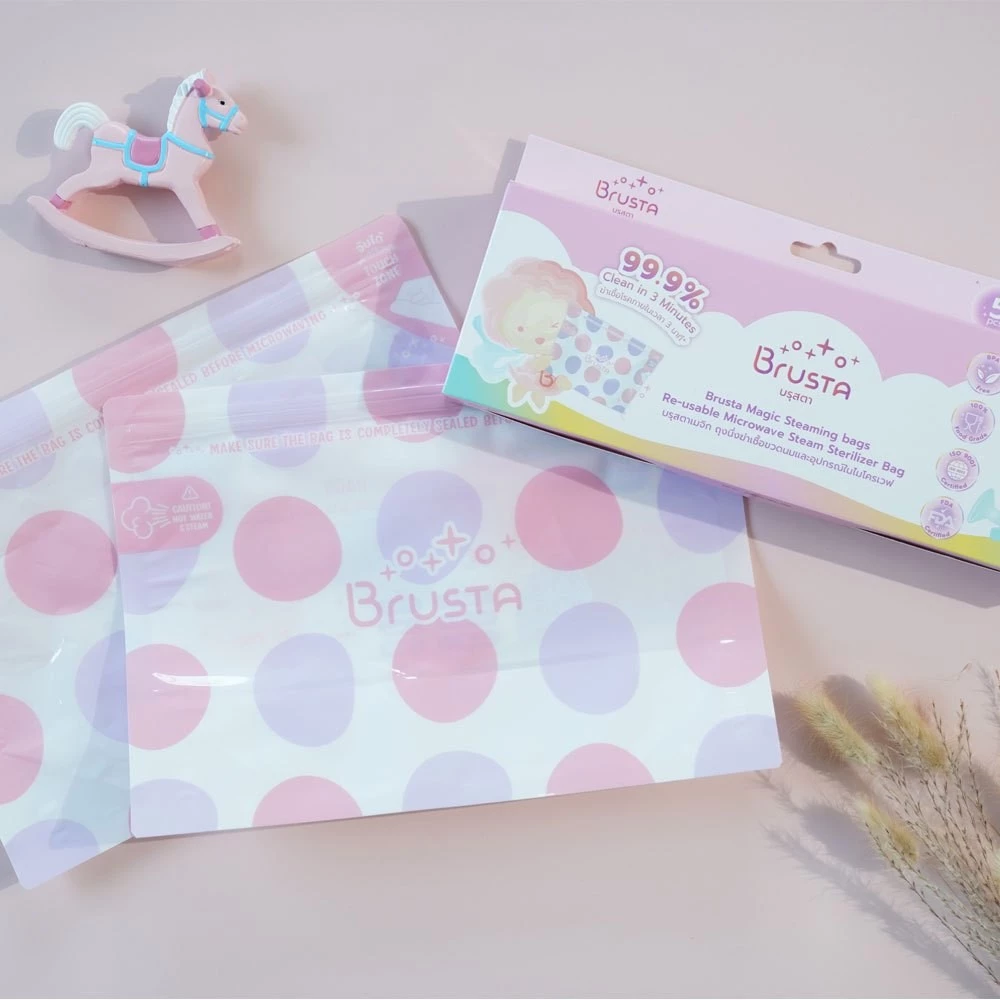 Brusta ถุงนึ่งฆ่าเชื้อขวดนมและอุปกรณ์ในไมโครเวฟ Re-Usable Microwave Steam Sterilizer Bags ใช้ซ้ำได้