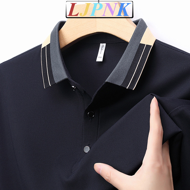 LJPNK เสื้อโปโลผู้ชายอาวุโสระบายอากาศได้ - Summer Soft Cotton Loose Fit for Daily & Office Wear | เสื้อยืดลําลองอัจฉริยะแสนสบาย