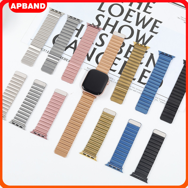 สายแม่เหล็กสแตนเลส for Apple Watch Iwatch Ultra 2 Series 10 9 8 7 6 5 4 3 49 46 45 41 42มม. อุปกรณ์เสริมสายรัดข้อมือโลหะ