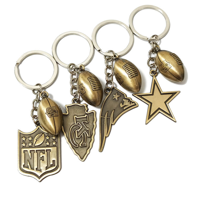 NFL ฟุตบอล New York Giants Packers Patriots Dallas คาวบอย Denver Broncos หัวหน้าพวงกุญแจแขวน