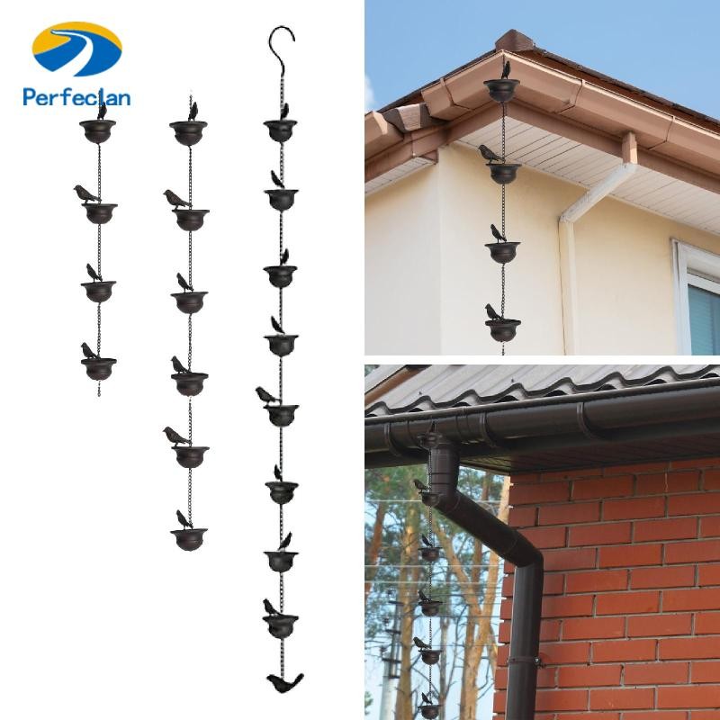 [Perfeclan] โซ่ฝนนกสําหรับรางน้ํา Rainwater Catcher Chain Home Bird Bath Functional เทถ้วยสําหรับดําน้ําน้ํา Gazebos กลางแจ้ง
