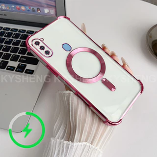 เคสสําหรับ Samsung A11 M11 เคสโทรศัพท์ TPU ชาร์จแม่เหล็กสี่มุมป้องกันการตกนิ่มโปร่งใส WBQ