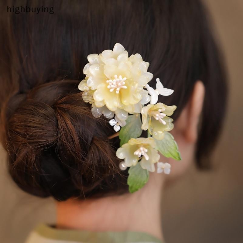 [ซื้อสูง] U รูปร่าง Peony Hairpin สไตล์จีนวินเทจสำหรับผู้หญิง ดอกไม้ผมStick Handmade โลหะเครื่องประดับอุปกรณ์เสริมผม Hanfu หวีใหม่สต็อก