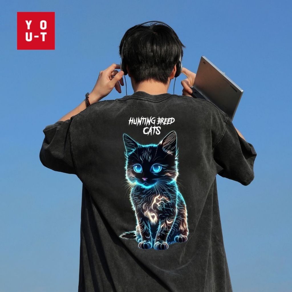 Y-T⚡เสื้อยืดแขนสั้น คุณภาพสูง เสื้อยืดโอเวอร์ไซส์ สกรีนลาย ยูนิเซ็กส์ คอกลม สวมใส่สบาย ผ้าฝ้าย100% สตรีทสไตล์