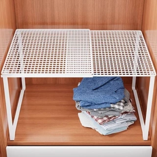 ADVA ตู้เสื้อผ้า Organizer, ขยายชั้นวางตู้เสื้อผ้าแบบปรับได้, DIY โลหะ Retractable ตู้เสื้อผ้า Divider Board ห้องครัว