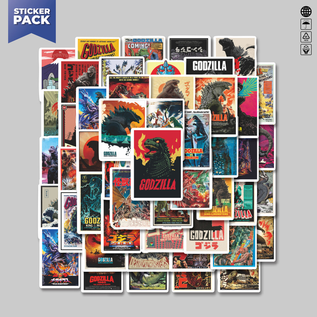 [100PCS]Sticker Pack Retro โปสเตอร์สติกเกอร์ Godzilla Film Motif ความงามไวนิลสติกเกอร์ตกแต่งกันน้ําแ