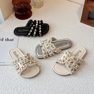 ฤดูร้อนใหม่สาวกลางแจ้งรองเท้าแตะแบนแฟชั่นพู่เด็ก Causal Prin…