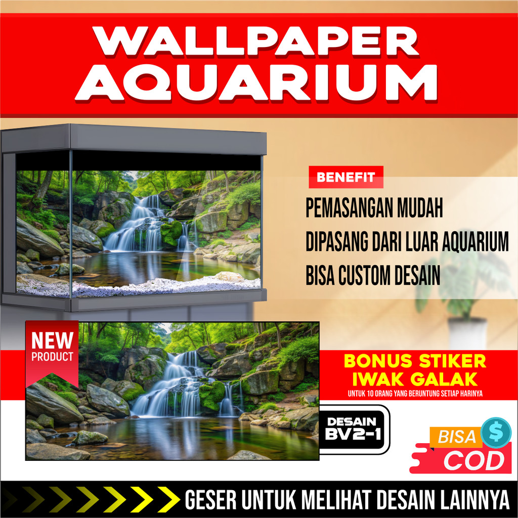 3D REAR AQUARIUM BACKGROUND สติ๊กเกอร์ติดผนังพร้อมรูปถ่ายรูปถ่ายรูปถ่าย BV2