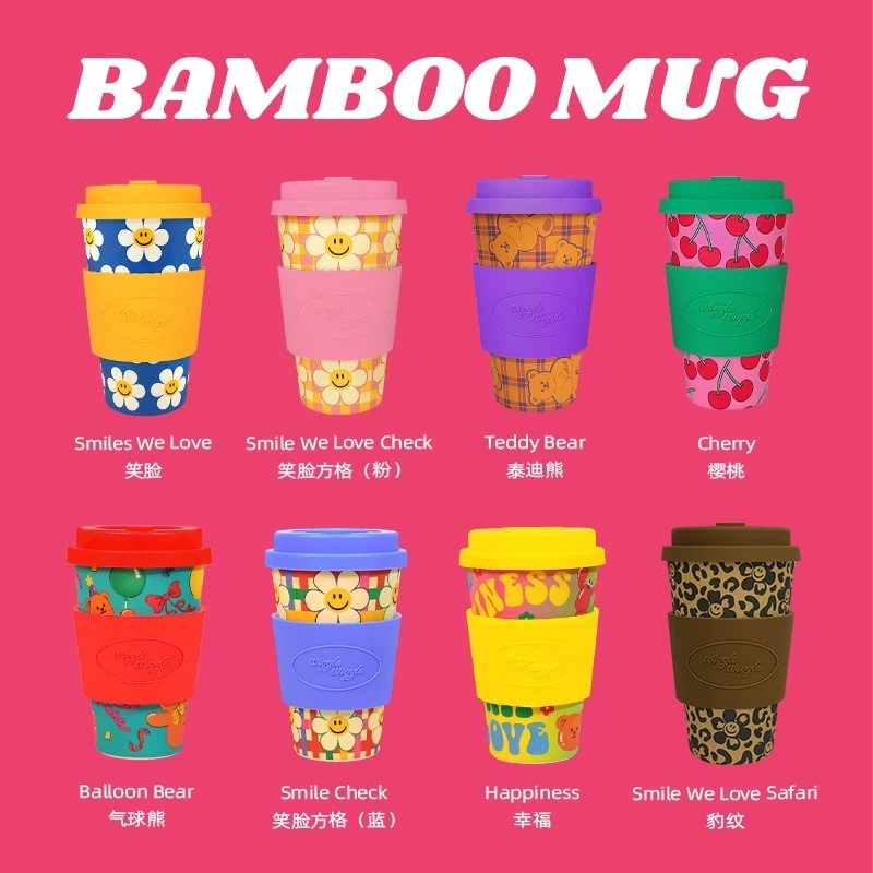 Wiggle Wigle ถ้วยน้ํา กาแฟ การคุ้มครองสิ่งแวดล้อม ฟาง แก้วแบบพกพา 400มล