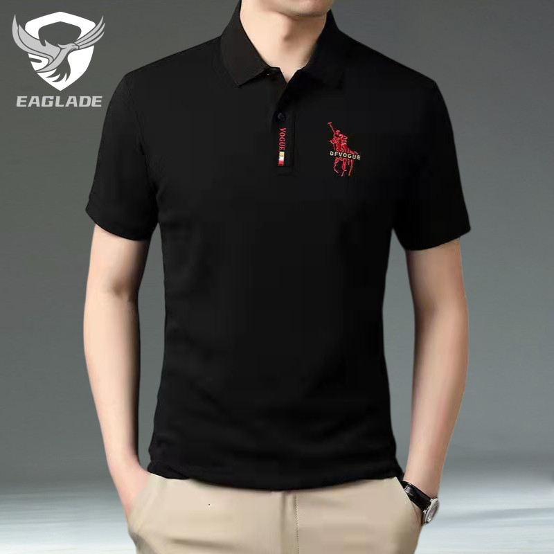 EAGLADE เสื้อยืดโปโลผู้ชายคอปกสําหรับ Man Breathable MD สีดํา K11