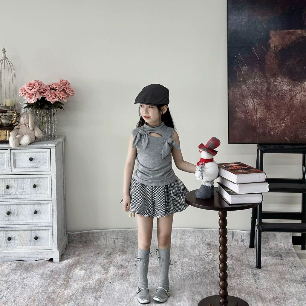 2025 สาวฤดูร้อนการออกแบบสองชิ้นรู้สึกโบว์กลวงเสื้อกั๊กยืดหยุ่นสูงด้านบน ตา กางเกงชั้นใน สูท❤6.12❤