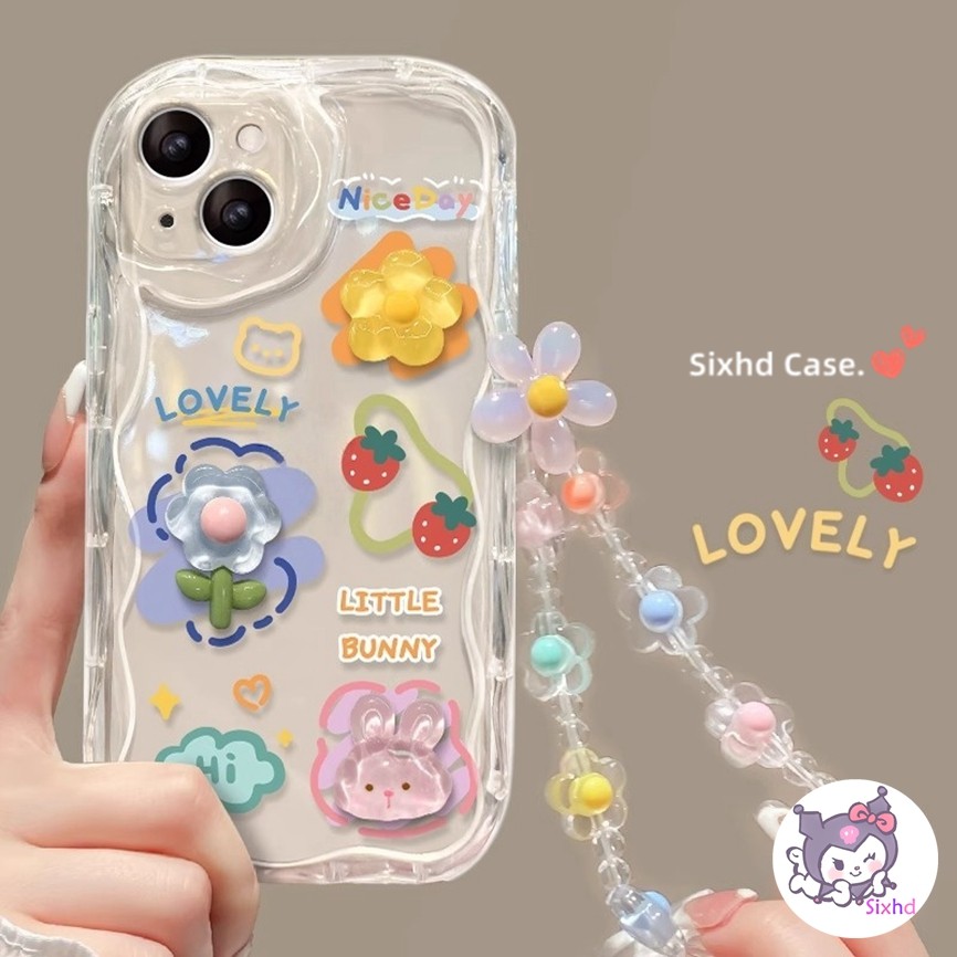 SAMSUNG สําหรับSamsung S25 S24 Ultra S23 Ultra S24 Plus S23FE S21FE S23 Plus S22 Ultra S22 Plus S21 Ultra S21 Plus Galaxy A55 A54 A53 A34 5G DIY 3D INSน่ารักดอกไม้กรณีเชือกเส้นเล็ก