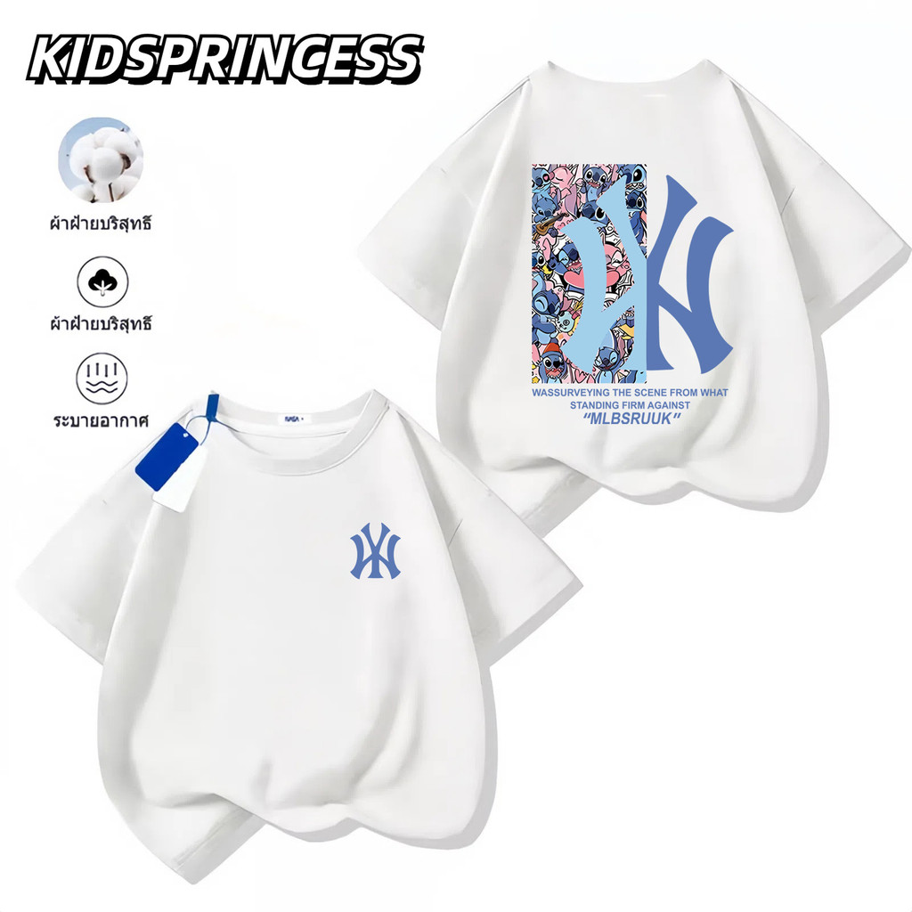 (จัดส่งตลอด 24 ชั่วโมง)2025สินค้าใหม่! Stitch เสื้อยืดแขนสั้นสำหรับเด็กสบายและนุ่ม ผ้าฝ้ายแท้ 100% N2657