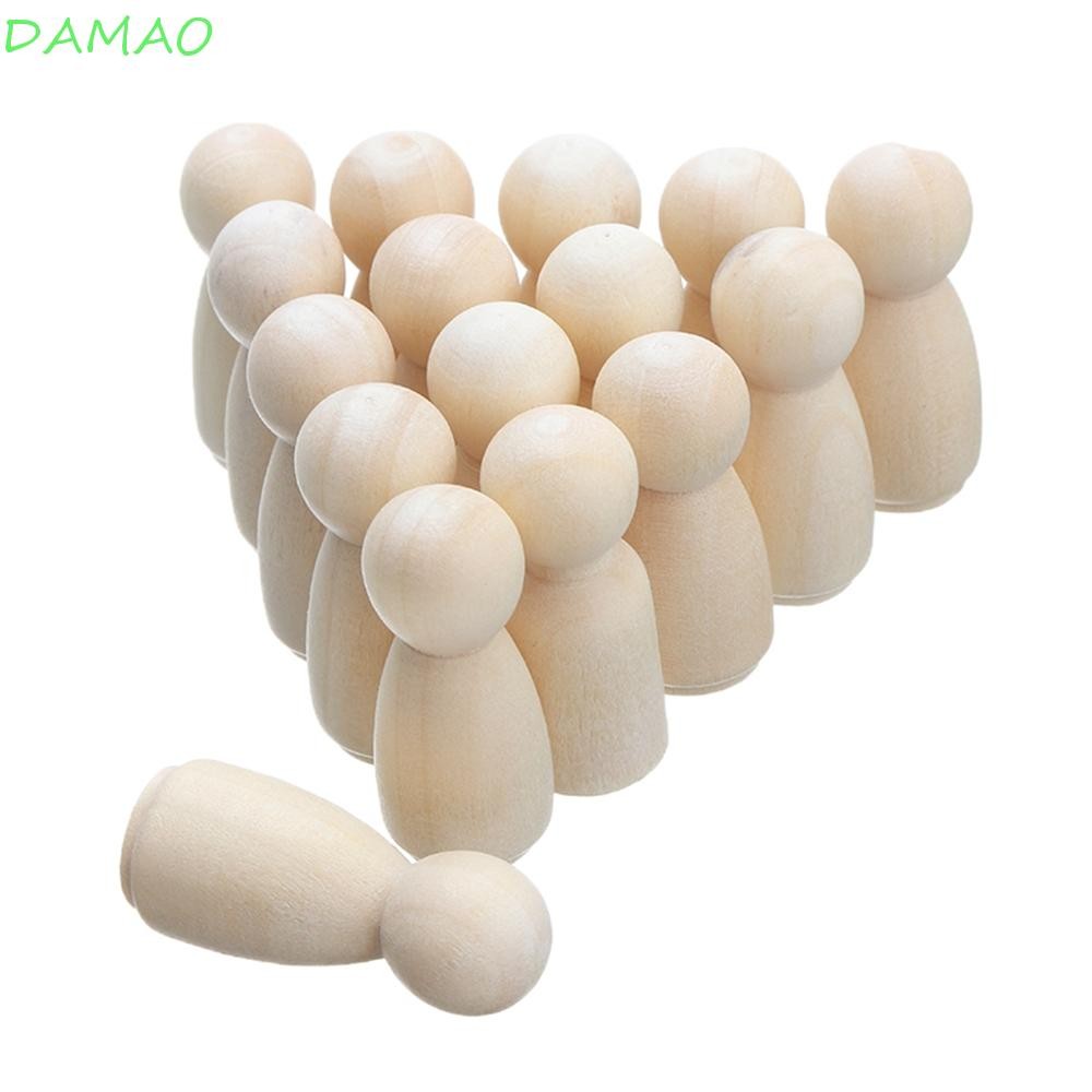 DAMAO ไม้ Peg ตุ๊กตาไม้ธรรมชาติ DIY หุ่นชายหญิงน่ารัก 20 ชิ้นงานฝีมือไม้