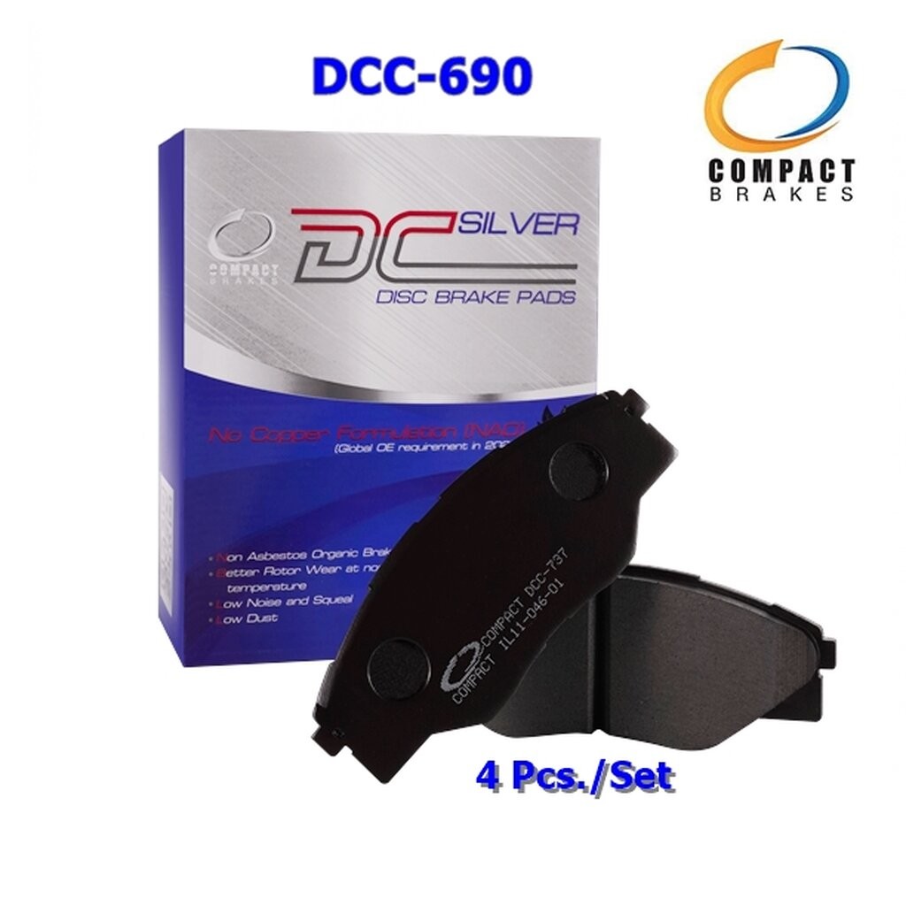 ผ้าเบรคหน้า TOYOTA VIGO ปี 2004-2007 2WD (วีโก้โฉมแรก ขับสองต้วเตี้ย) COMPACT DCC-690