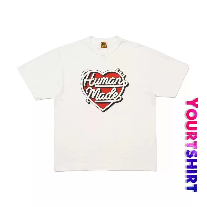 เสื้อยืด Street Sweet Cool ชายหญิงรูปหัวใจ สีดํา/ขาว แมทช์ง่าย สไตล์ Y2K มินิมอล