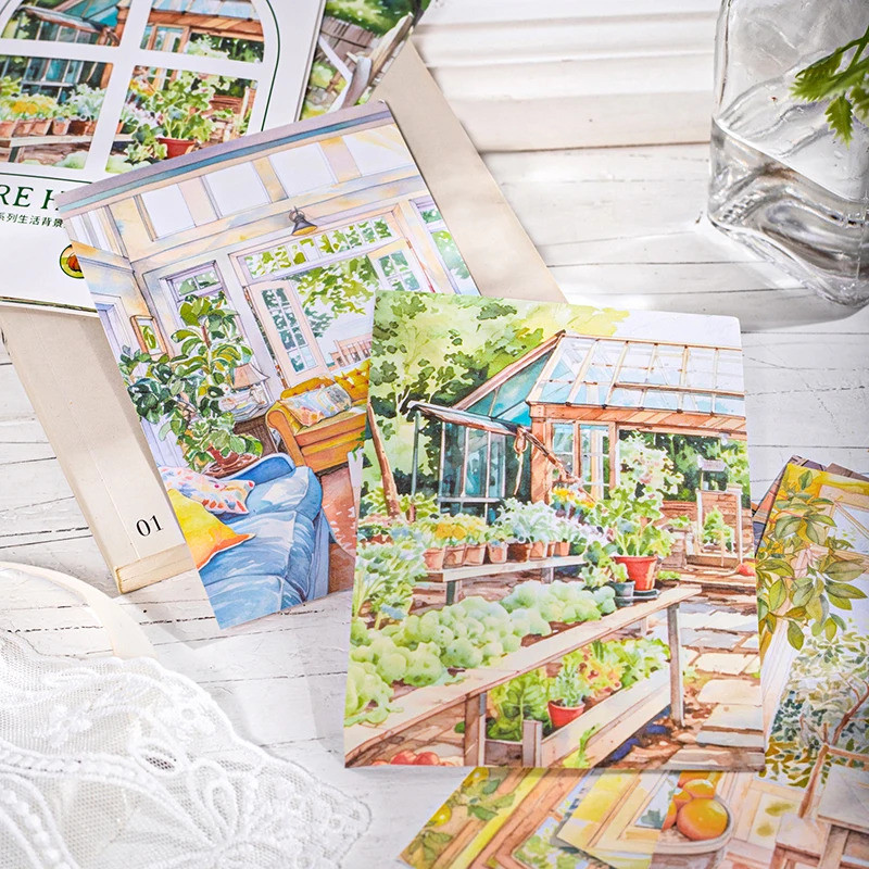Journal GO 10pcs Healing Little Home Life ภูมิทัศน์สติกเกอร์ Creative DIY Journal Scrapbooking วัสดุ Collage เครื่องเขียน